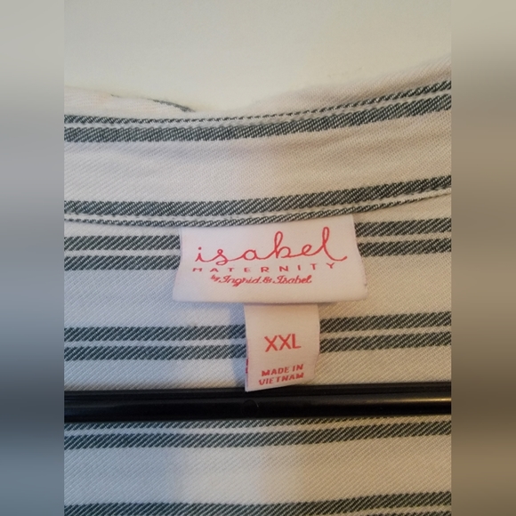 Isabel Maternity long sleeve striped shirt with pockets and belt size xl - Picture 3 of 6